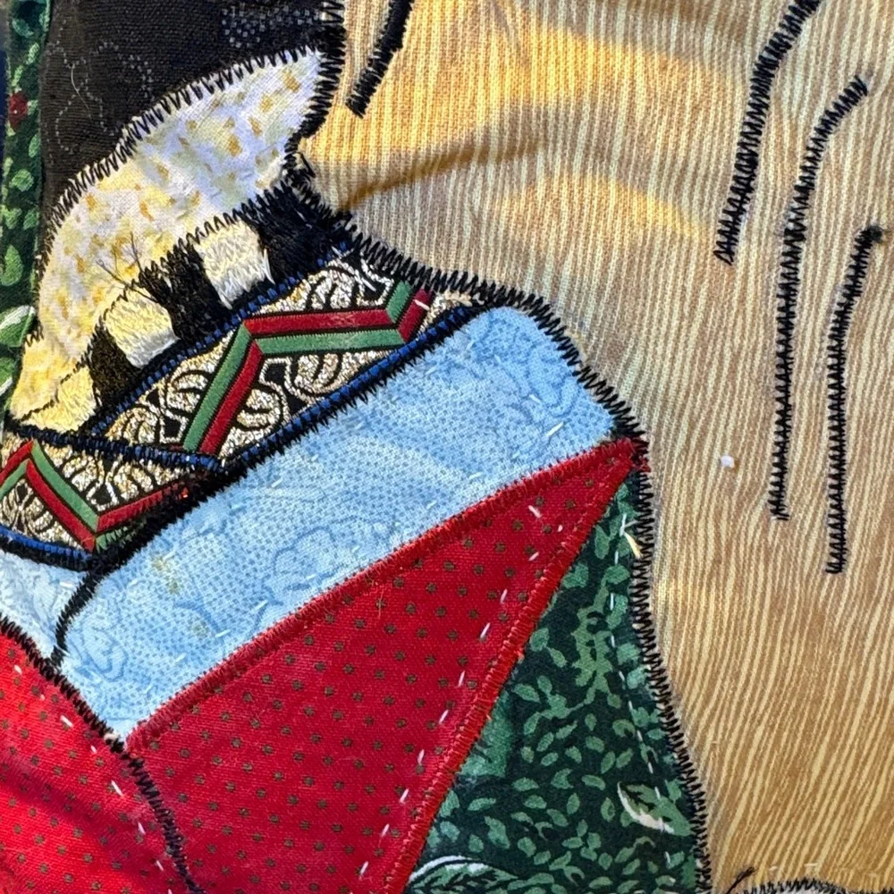 Quilted Lion and Lamb Holiday Pillow -Vintage